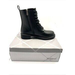 Xappeal Motorcycle Style Booties Black Zip/Lace Chunky Heel 1.5" New SZ 11 Women